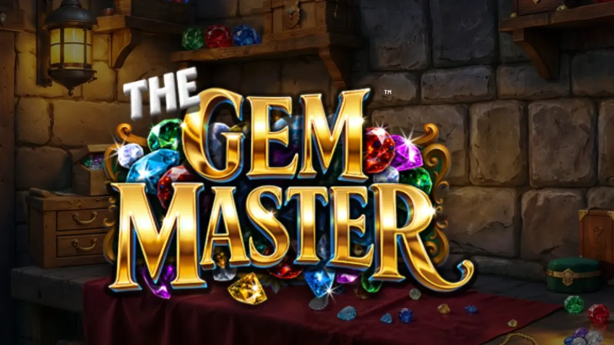Tampilan visual slot The Gem Master dengan latar belakang bengkel perhiasan mewah